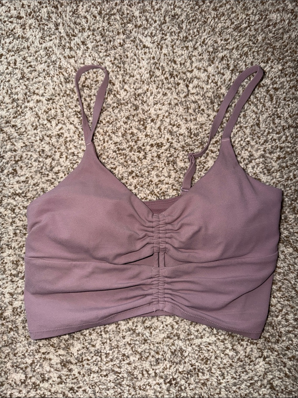 Athleta Mauve Ruched Adjustable-Strap Sports Bralette